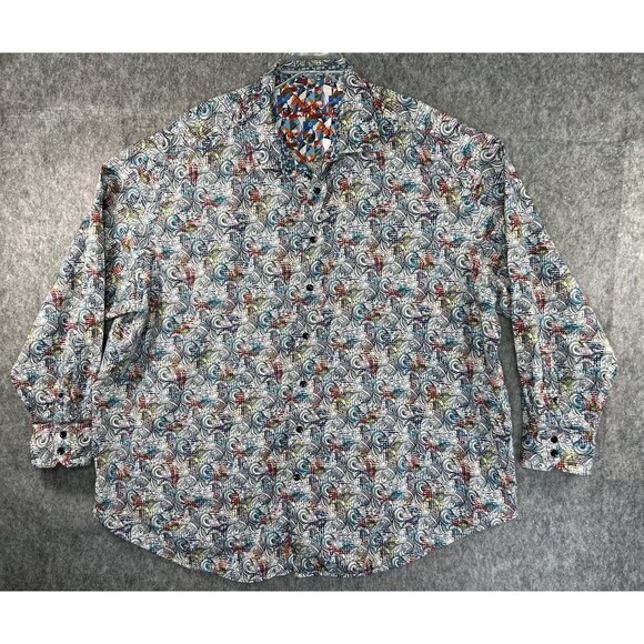 Robert Graham Shirt Men's 3XL Paisley Floral Artsy Long Sleeve Flip Cuff - Picture 1 of 9